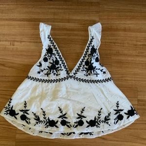 Embroidered Eyelet Spaghetti Strap